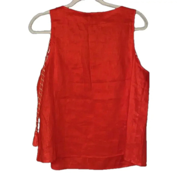 NWT linen top Marc New York womens medium spring linen cream crochet tassel rope - Picture 3 of 6